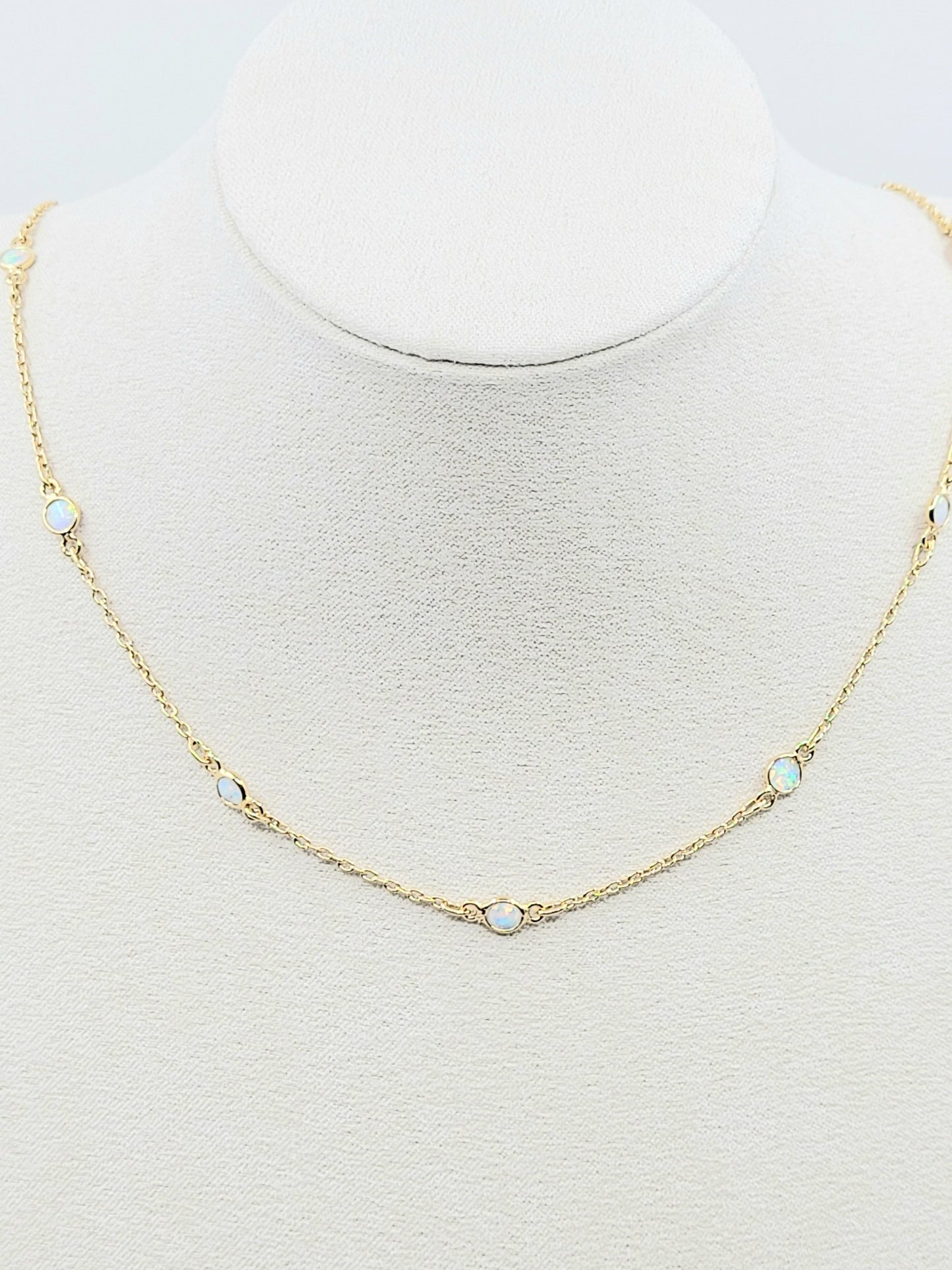 Charming White Opal Necklace-LN27VS-18