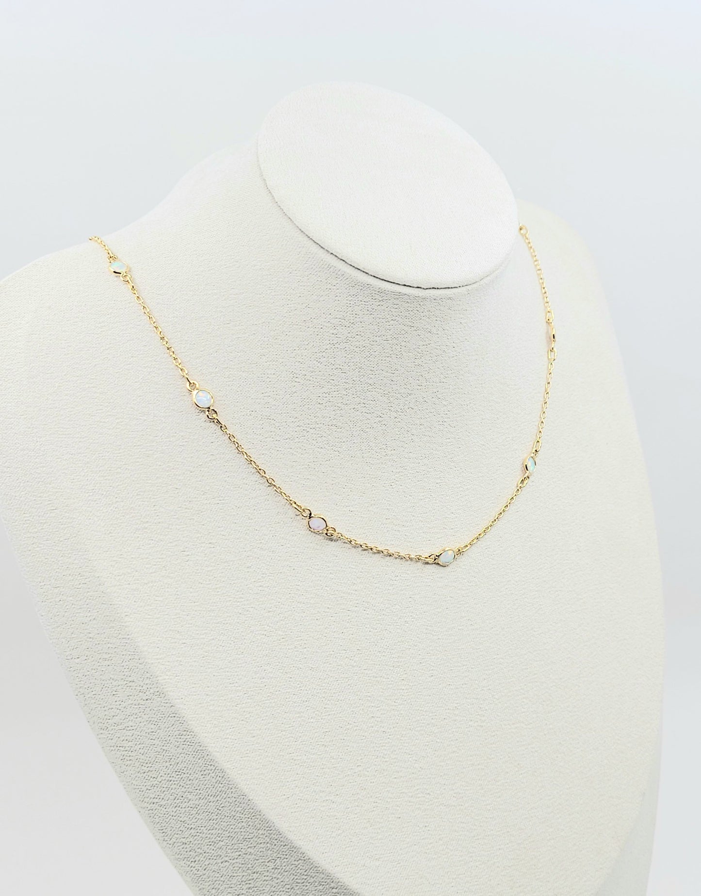 Charming White Opal Necklace-LN27VS-18