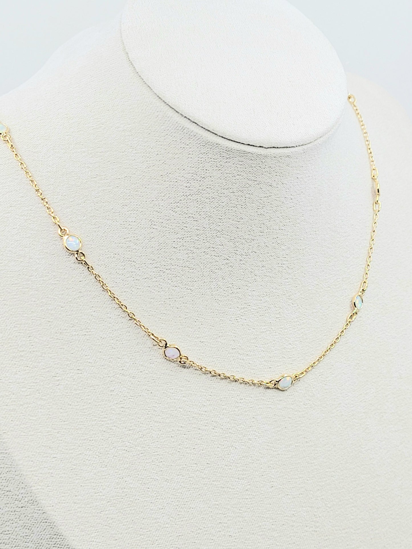 Charming White Opal Necklace-LN27VS-18