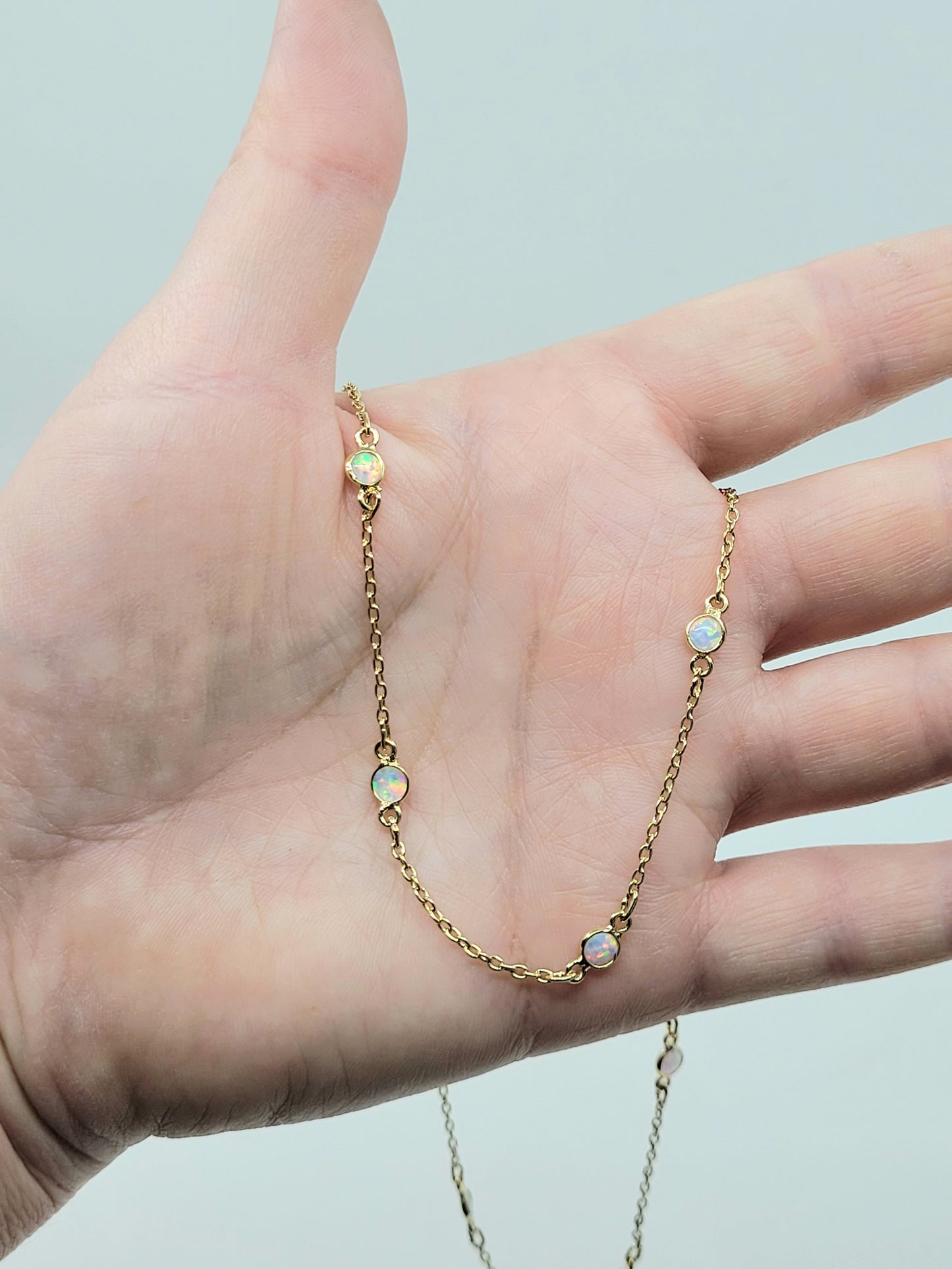 Charming White Opal Necklace-LN27VS-18