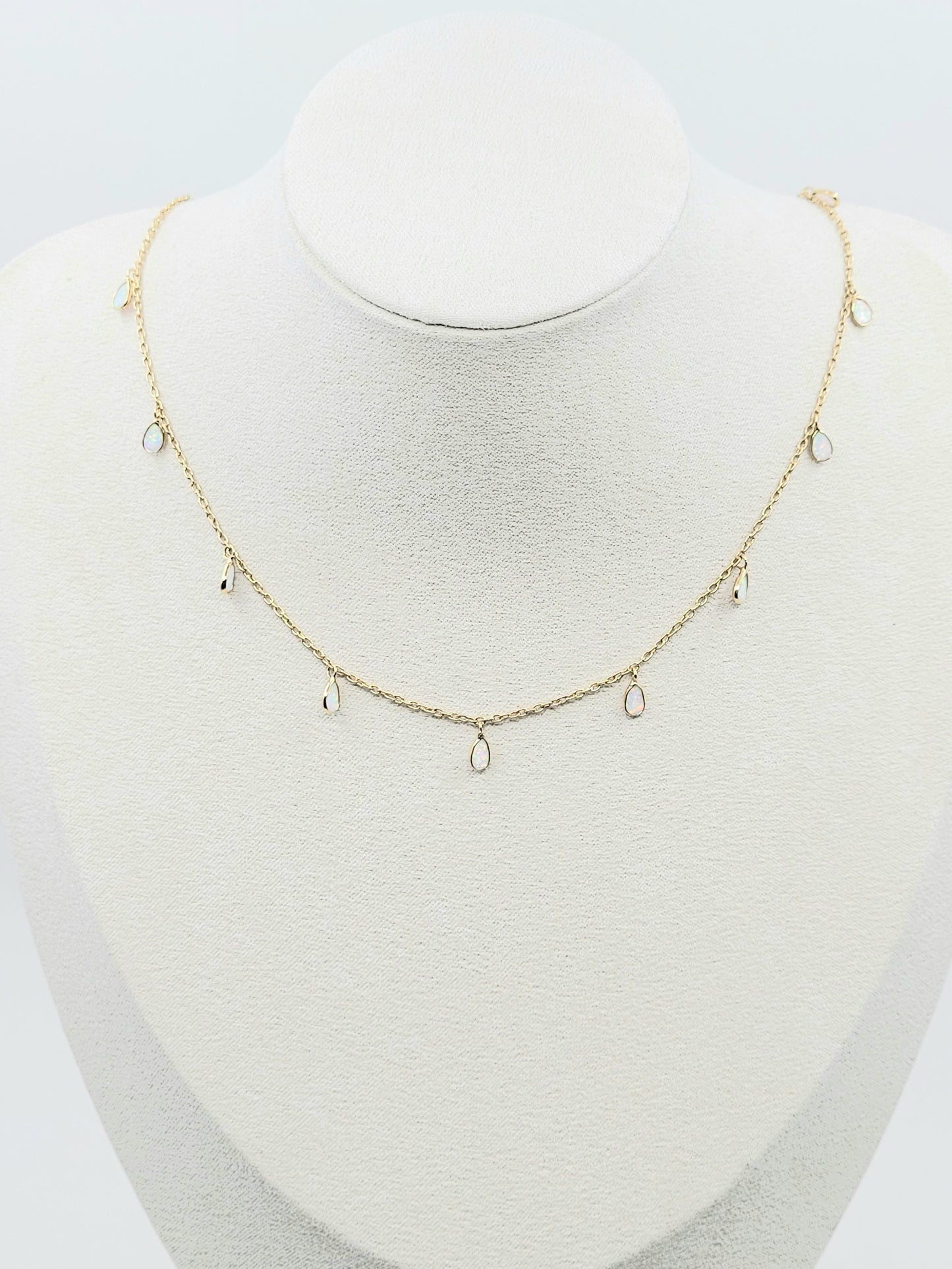 Charming Opal Teardrop Necklace-LN15VS - 18W