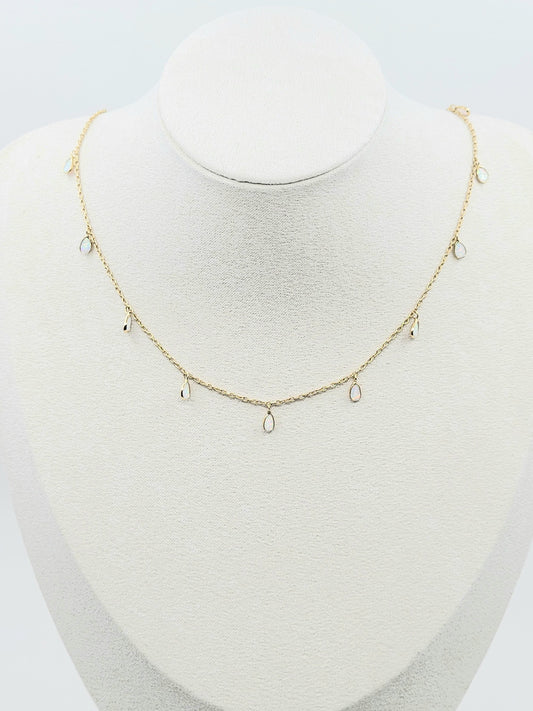 Charming Opal Teardrop Necklace-LN15VS - 18W