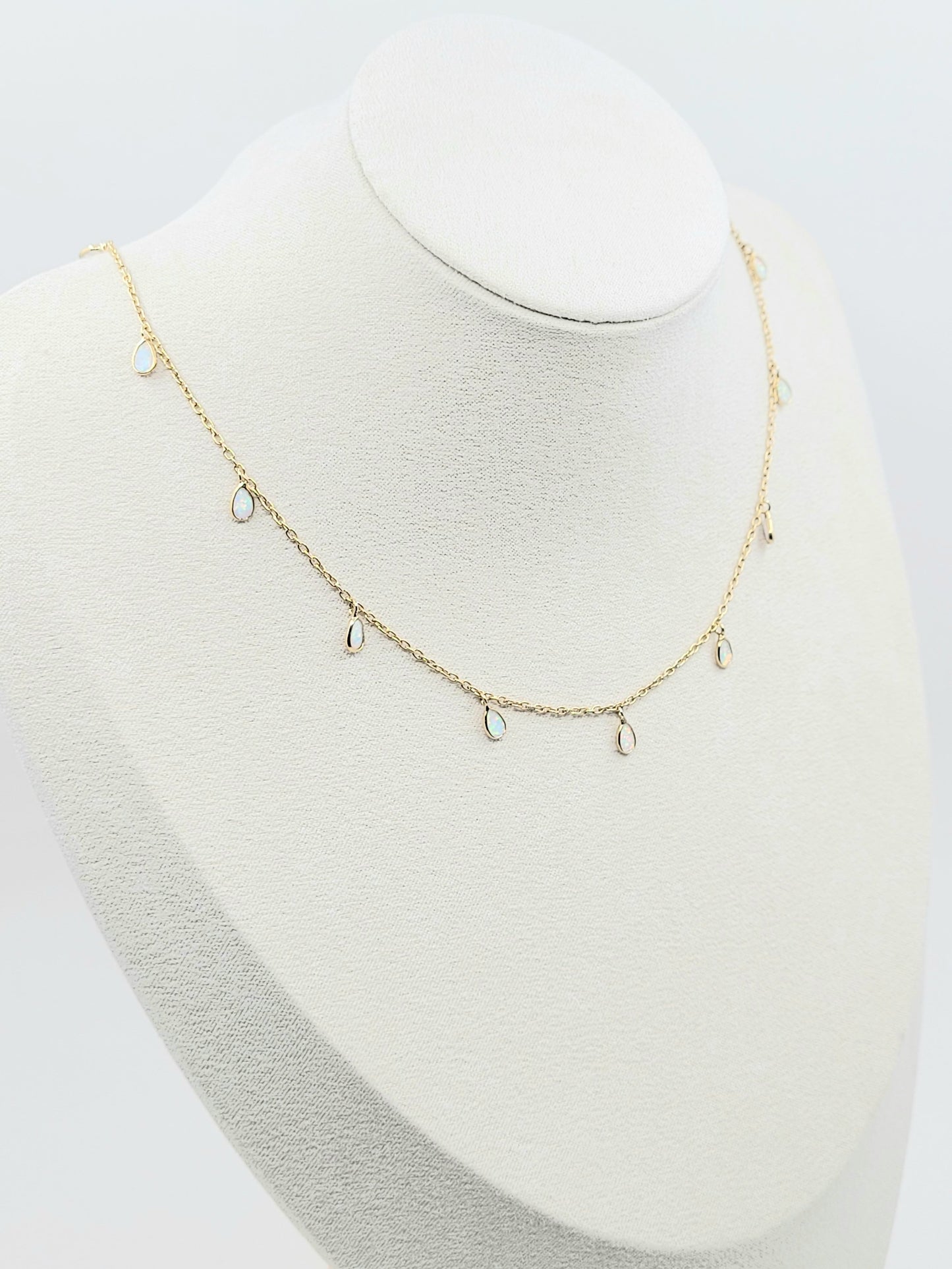 Charming Opal Teardrop Necklace-LN15VS - 18W