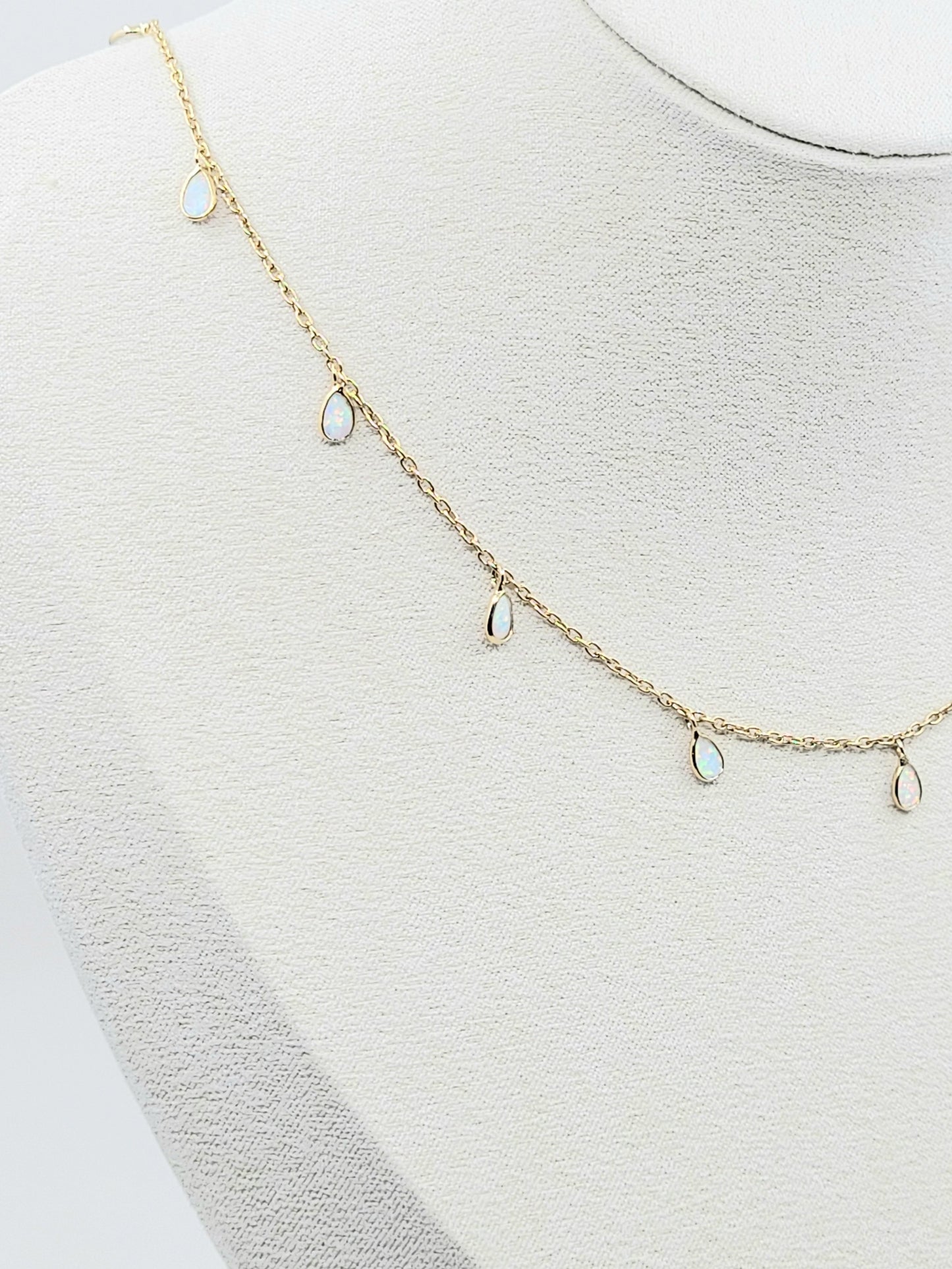 Charming Opal Teardrop Necklace-LN15VS - 18W