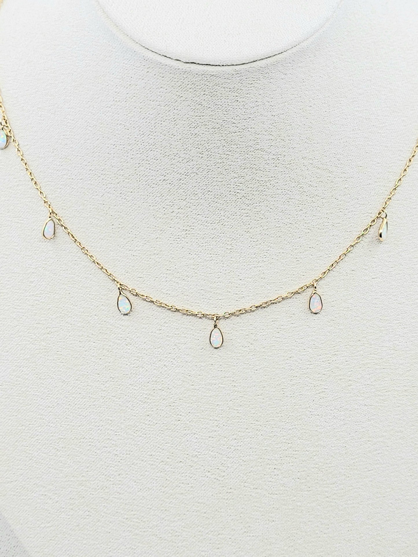 Charming Opal Teardrop Necklace-LN15VS - 18W