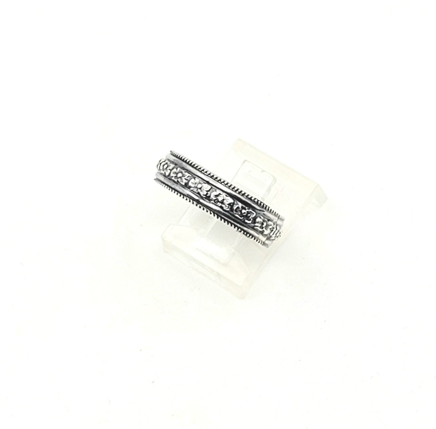 Flowers & Lines Patterned Ring Band-R9-13
