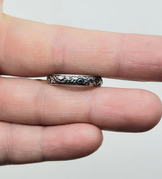 Scroll Patterned Ring Band-R7-13