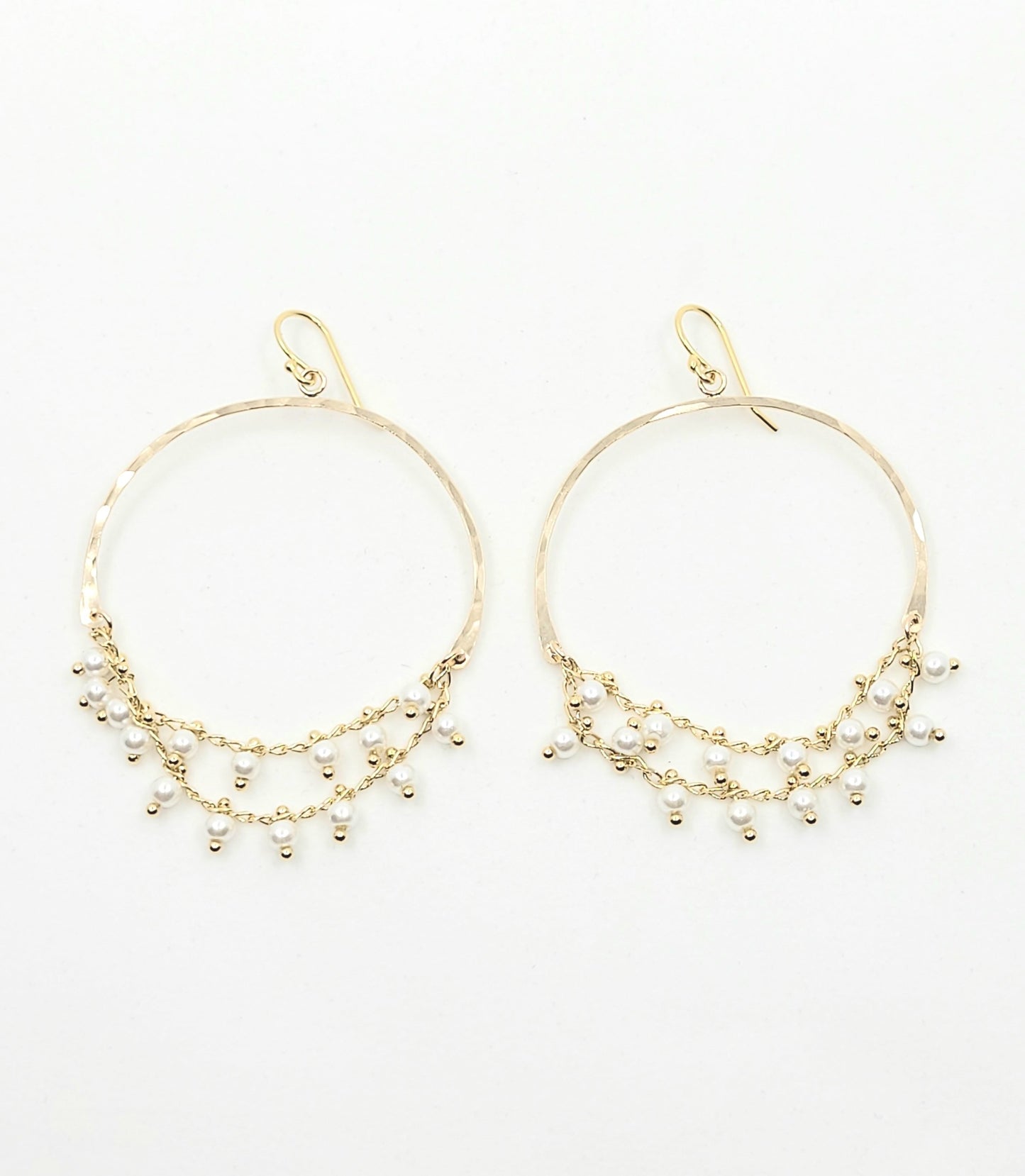 Pearl Hoop Chain Earrings