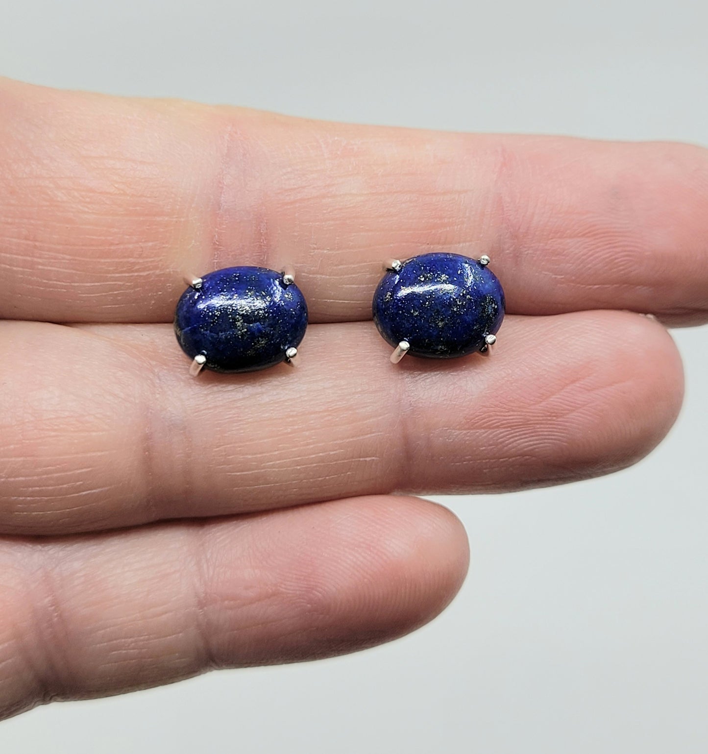 Lapis Oval Prong Studs-LE41GF