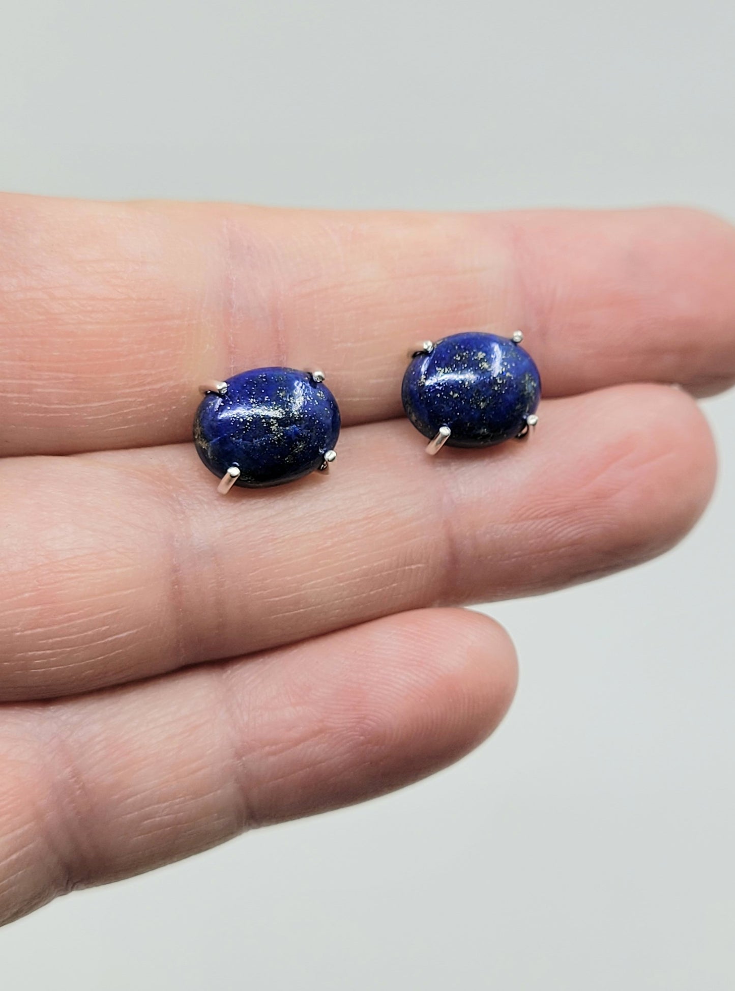 Lapis Oval Prong Studs-LE41GF