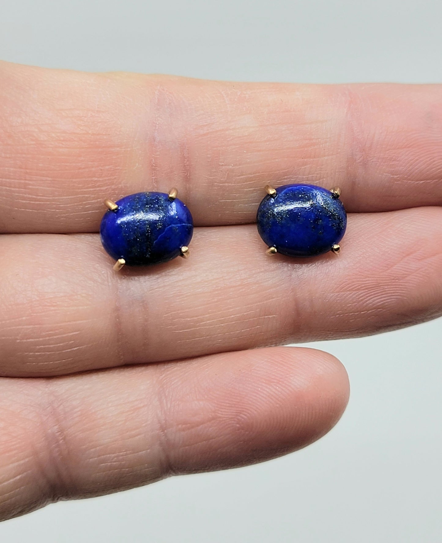 Lapis Oval Prong Studs-LE41GF