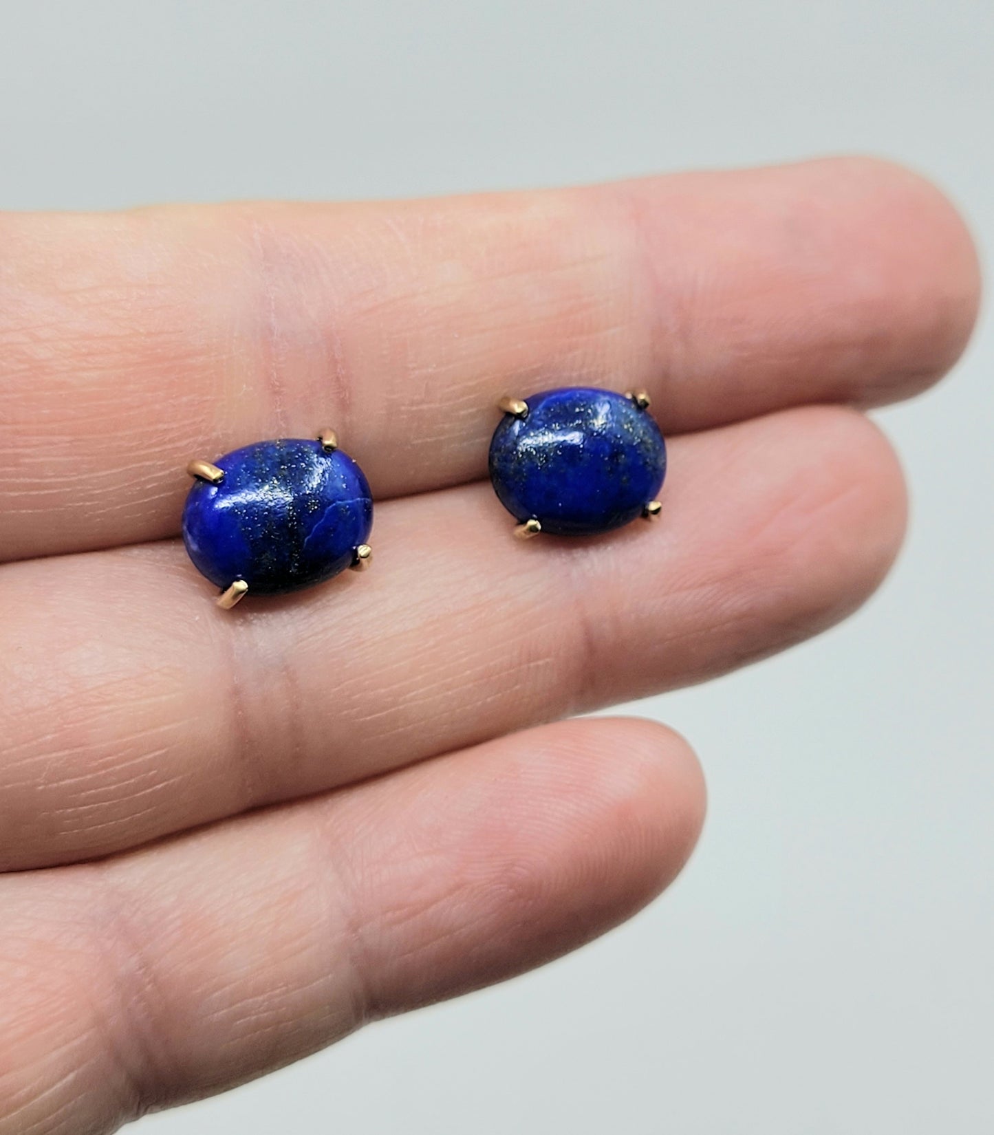 Lapis Oval Prong Studs-LE41GF