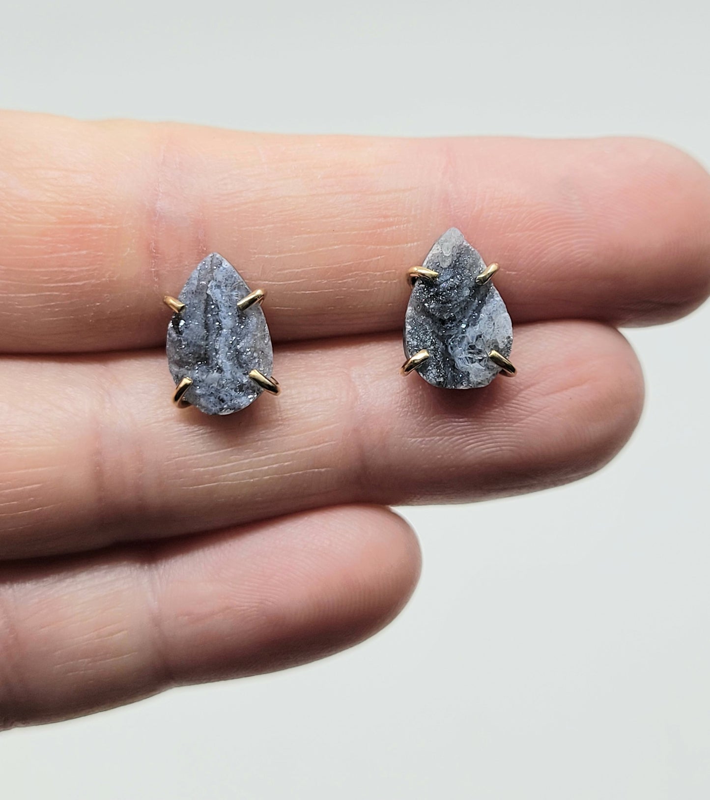 Druzy Pear Studs