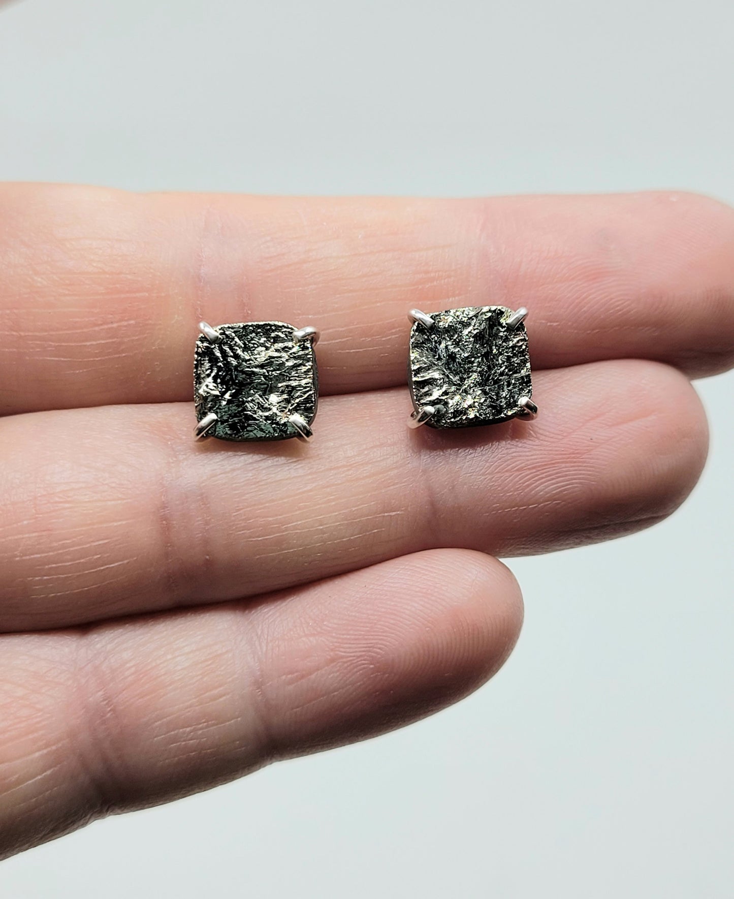 Mini Pyrite Square Studs
