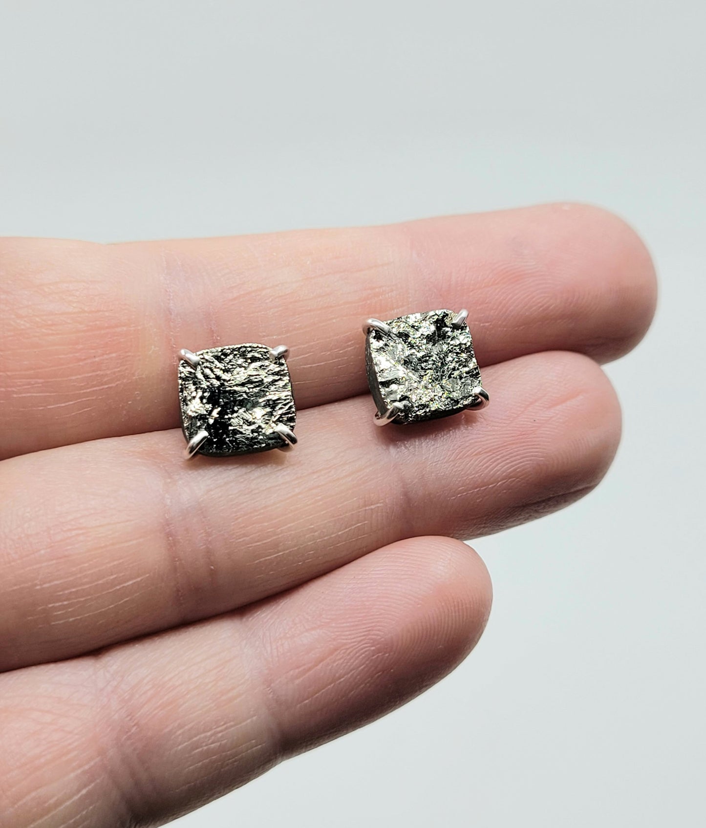 Mini Pyrite Square Studs