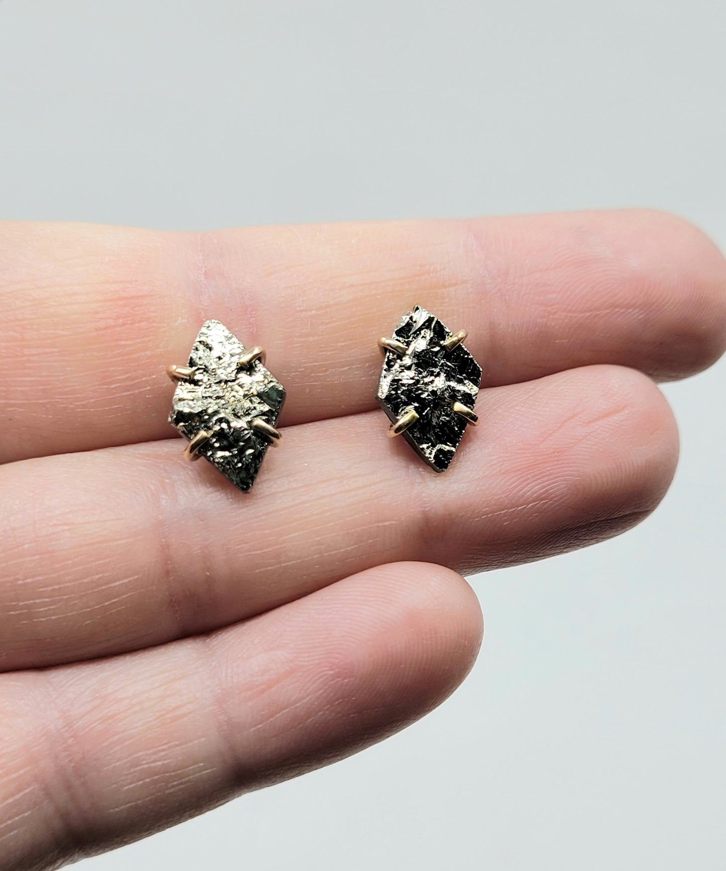 Mini Pyrite Diamond Studs