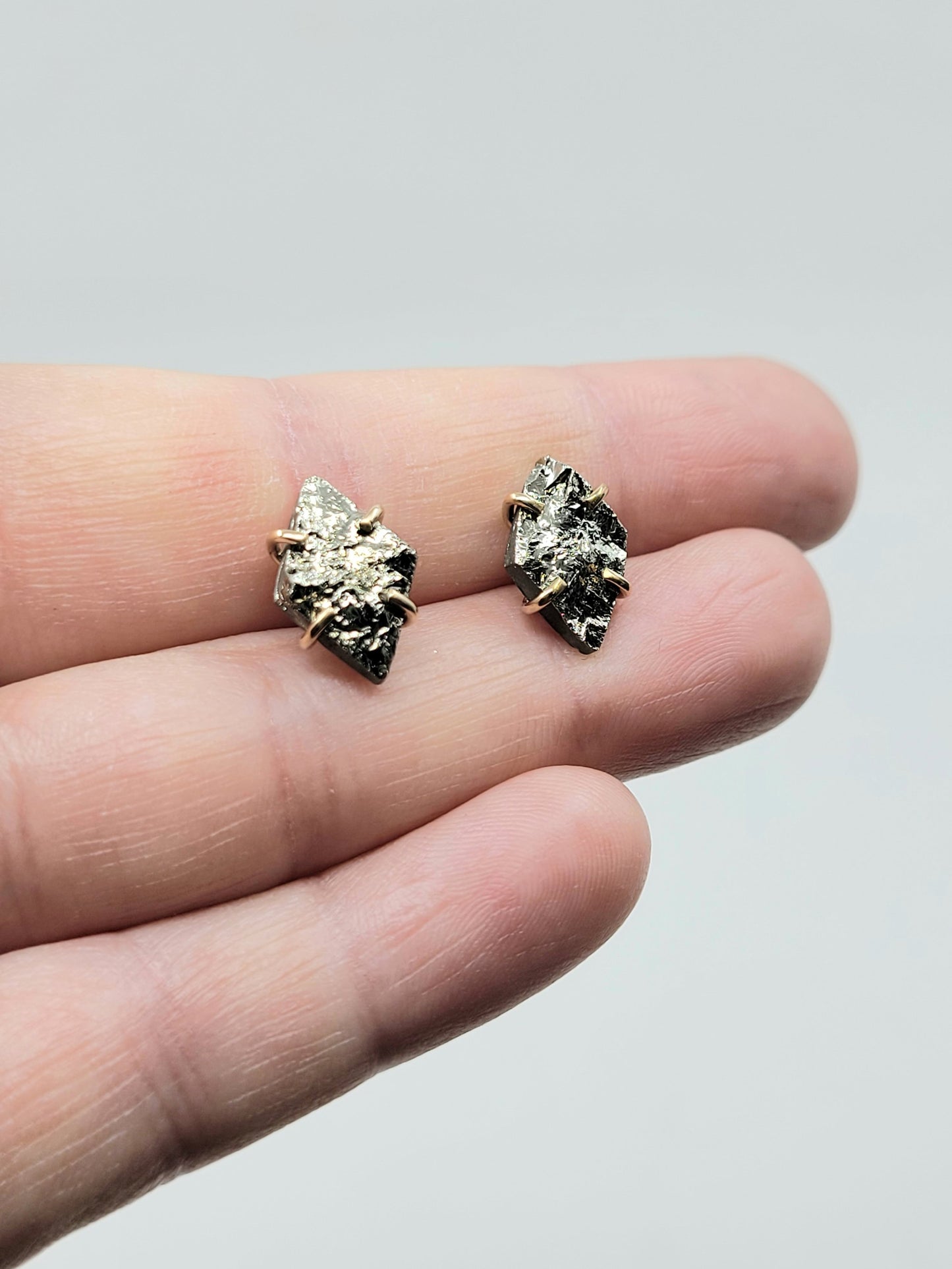 Mini Pyrite Diamond Studs