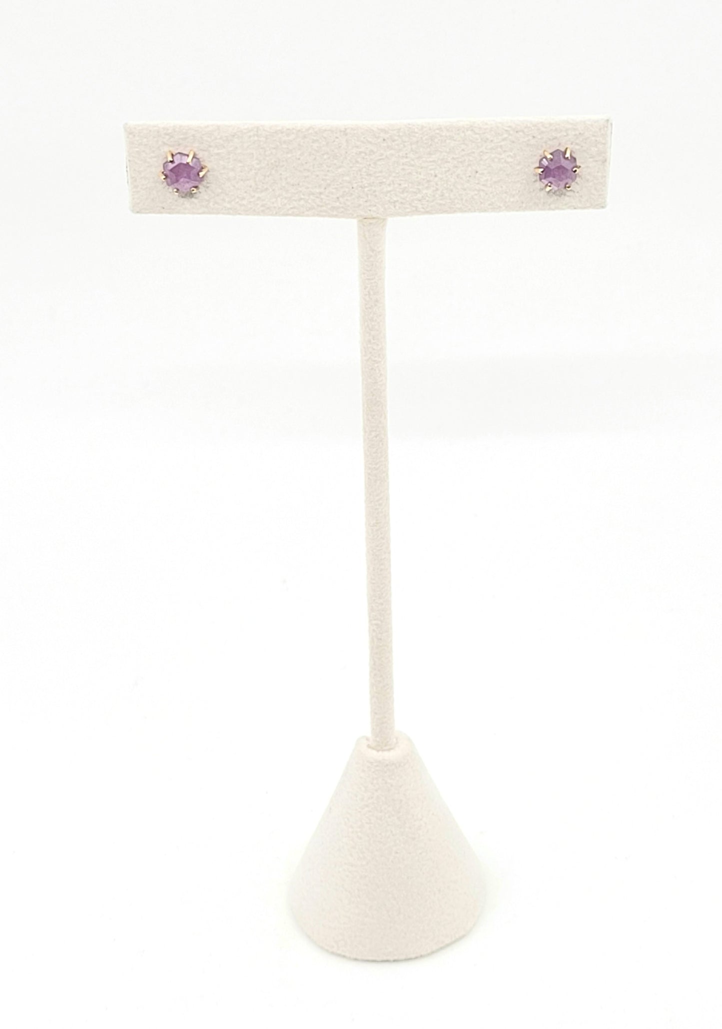 Pink Sapphire Hexagon Studs-LE32GF