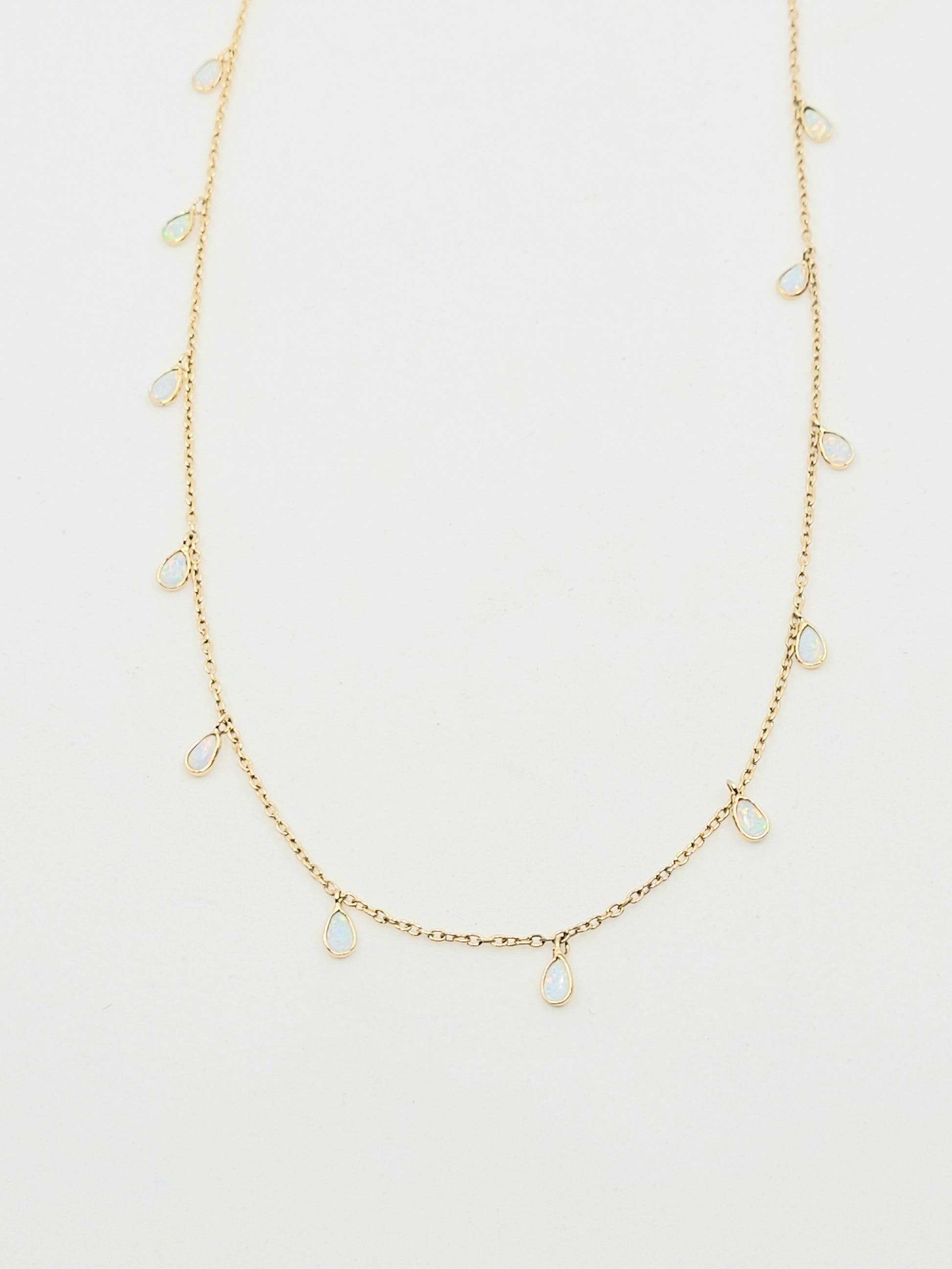 Charming Opal Teardrop Necklace-LN15VS - 18W