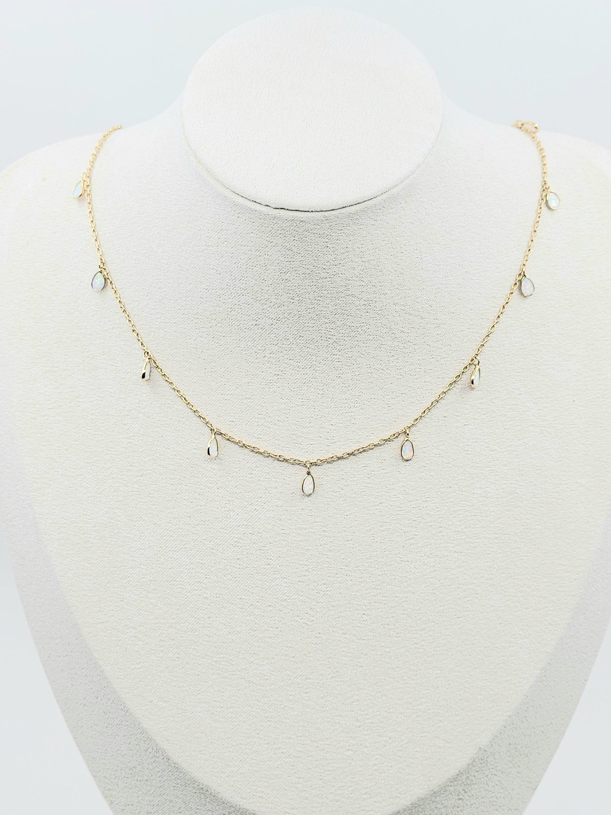 Charming Opal Teardrop Necklace-LN15VS - 18W