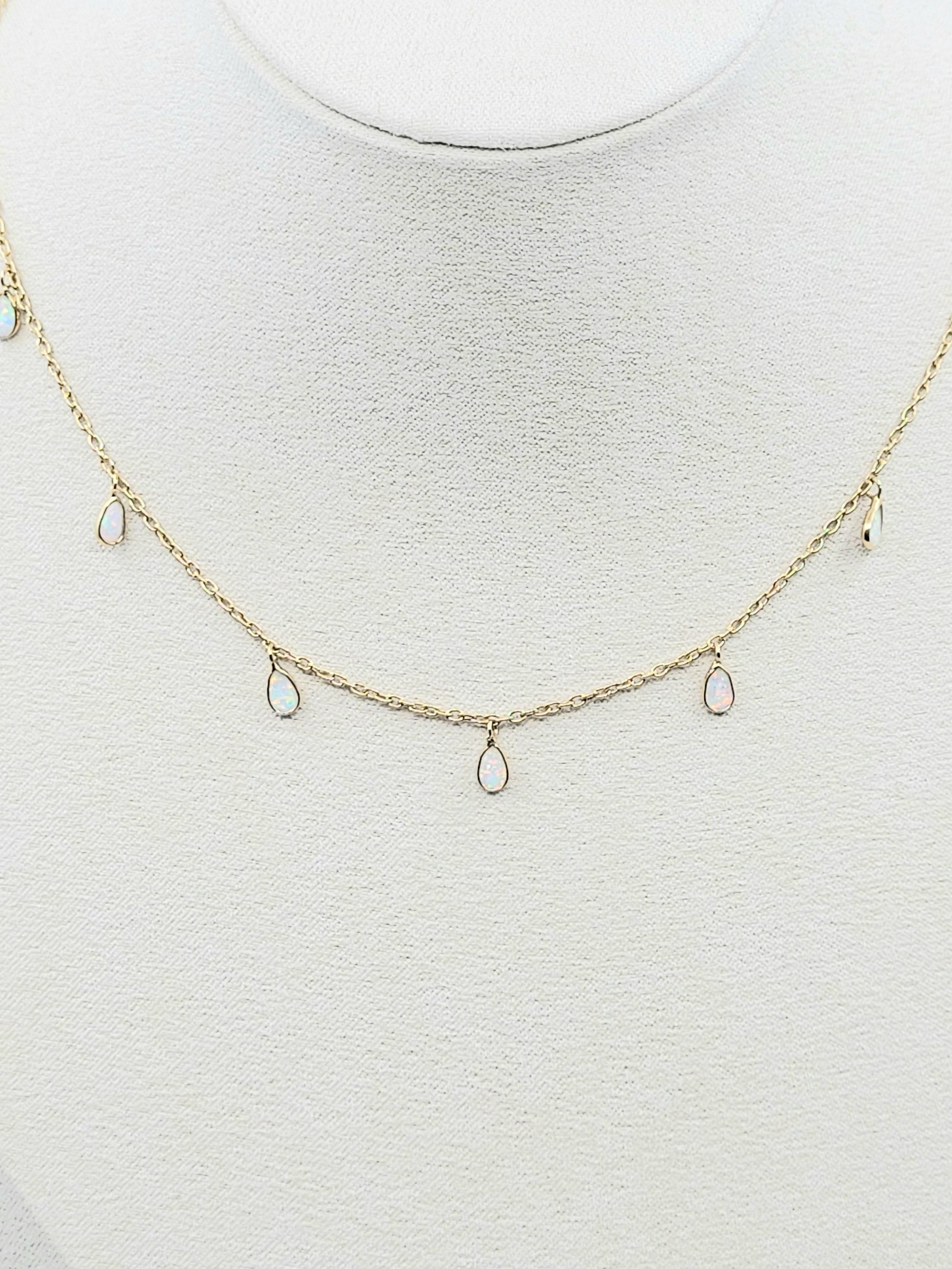 Charming Opal Teardrop Necklace-LN15VS - 18W