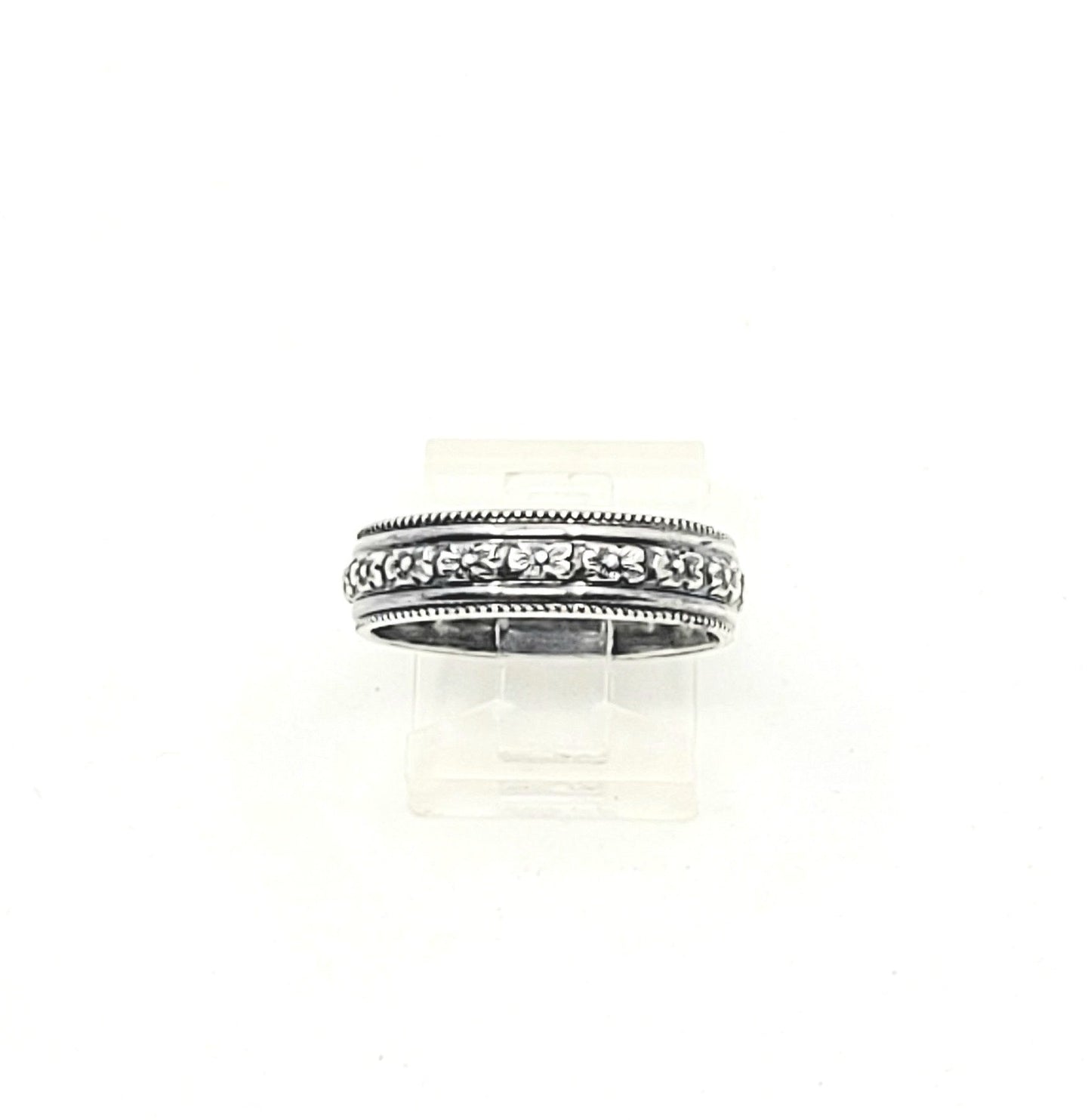 Flowers & Lines Patterned Ring Band-R9-13
