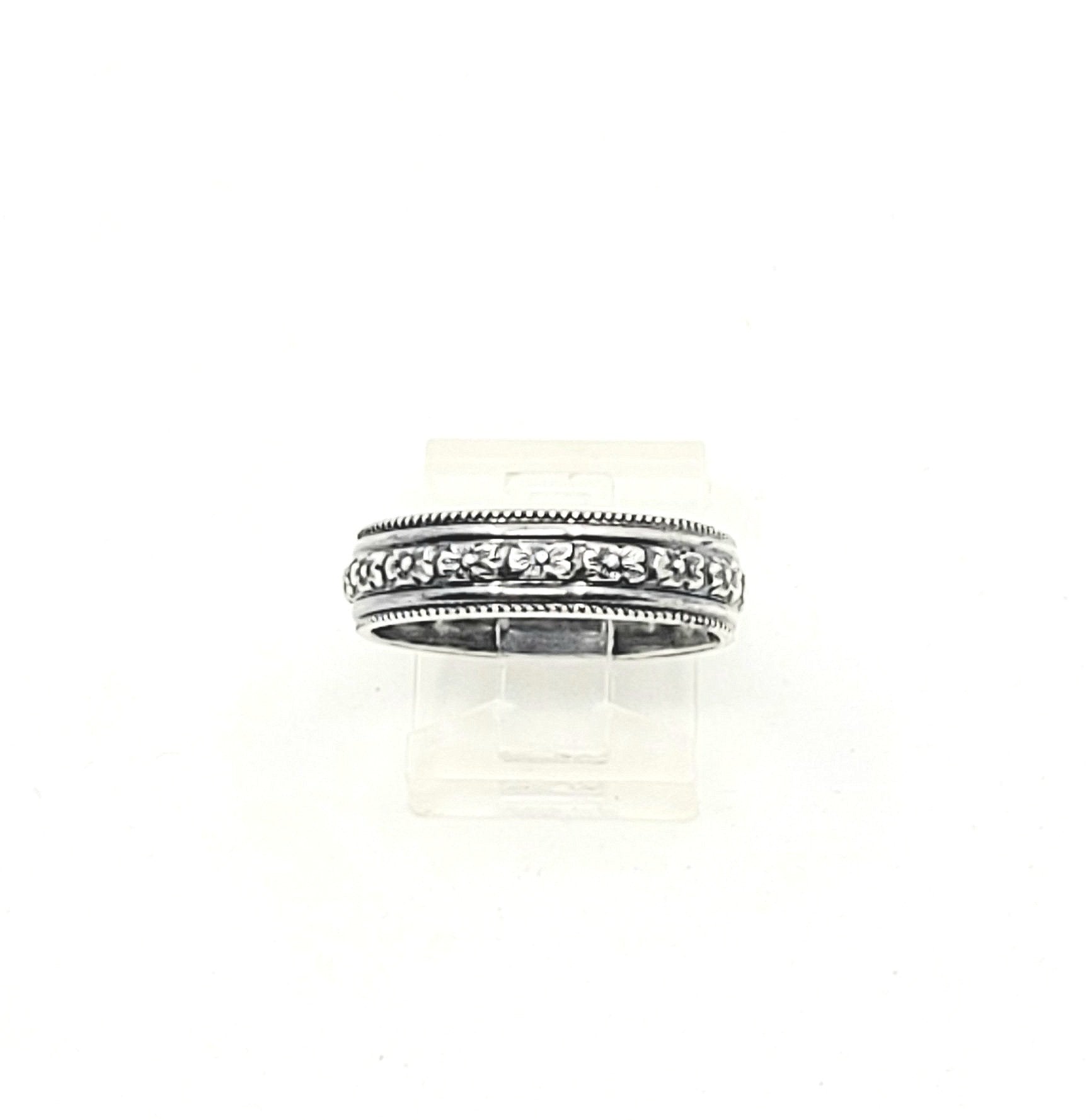 Flowers & Lines Patterned Ring Band-R9-13