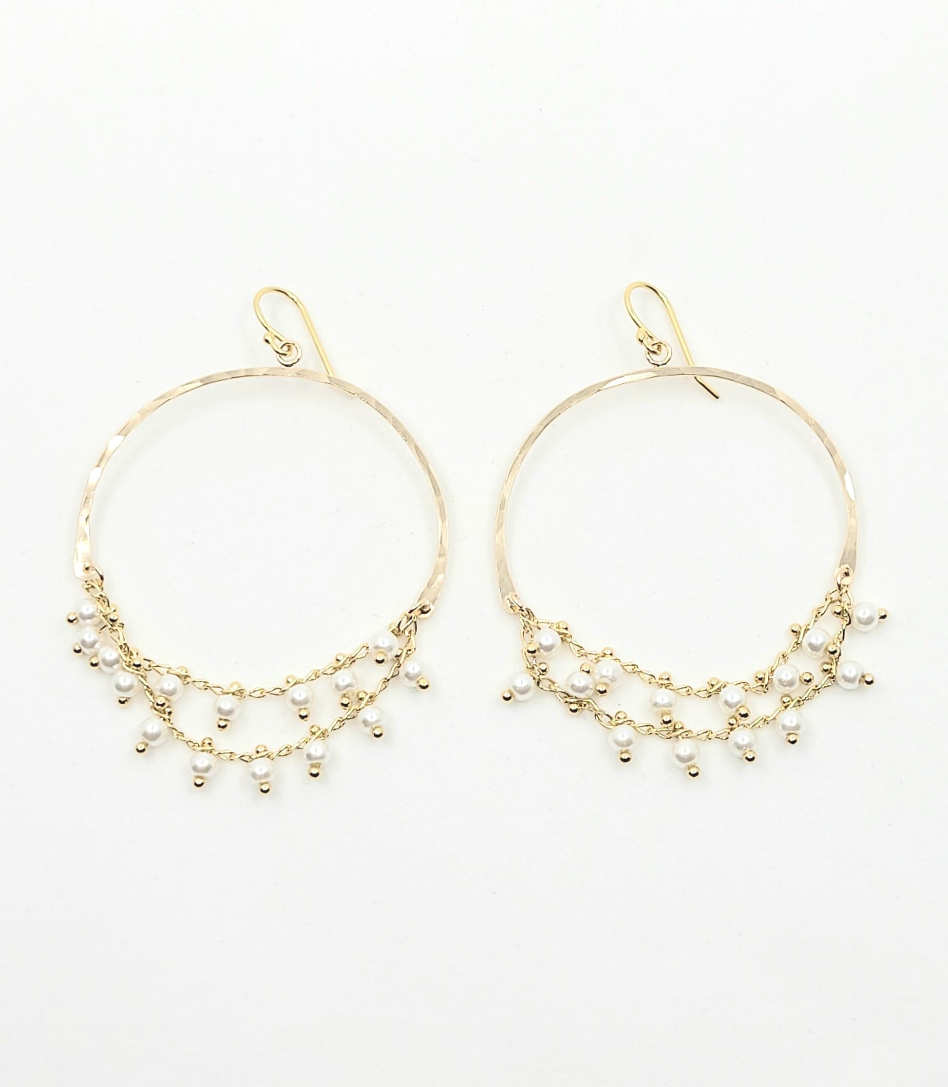 Pearl Hoop Chain Earrings