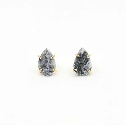 Druzy Pear Studs
