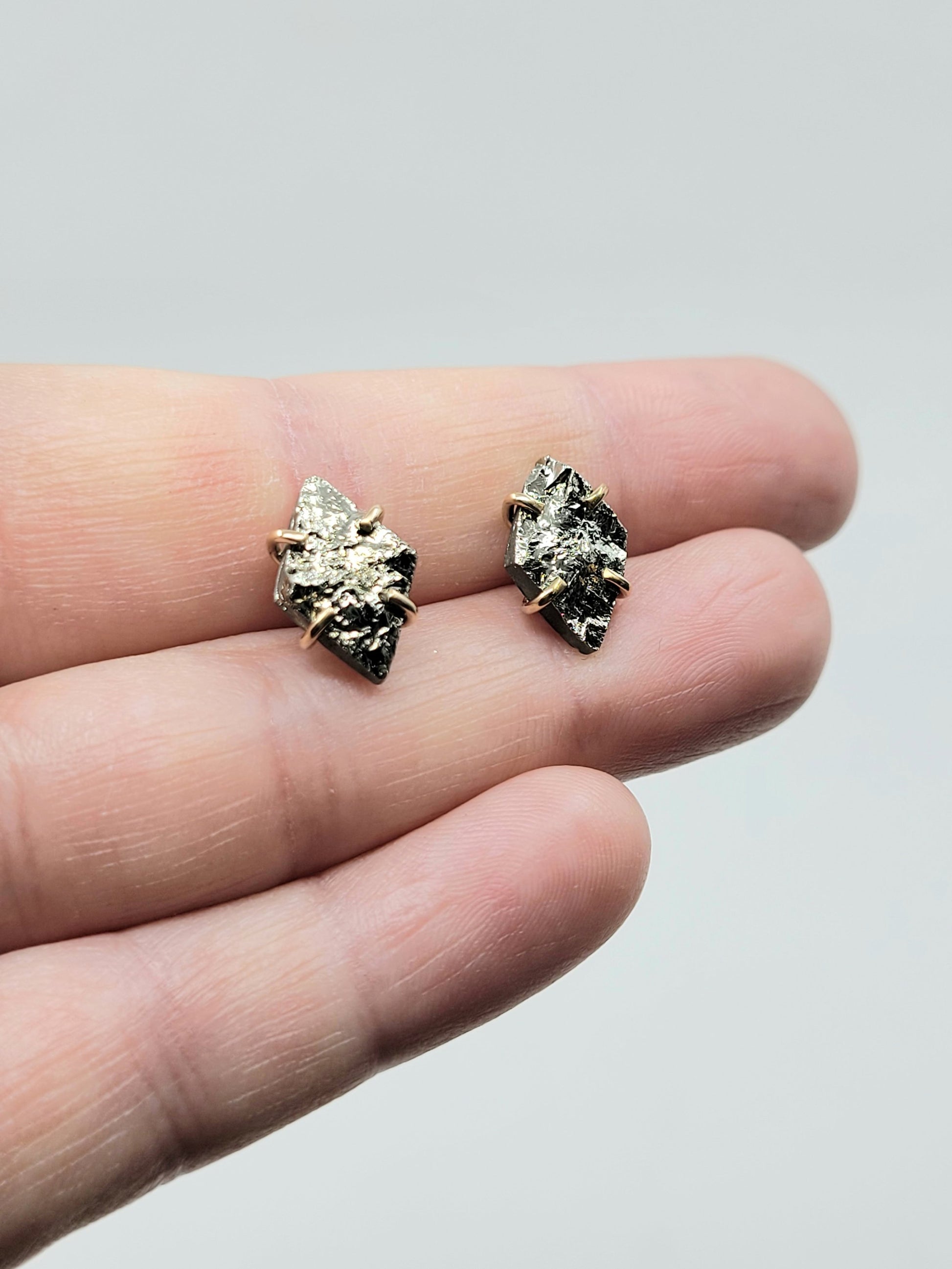 Mini Pyrite Diamond Studs
