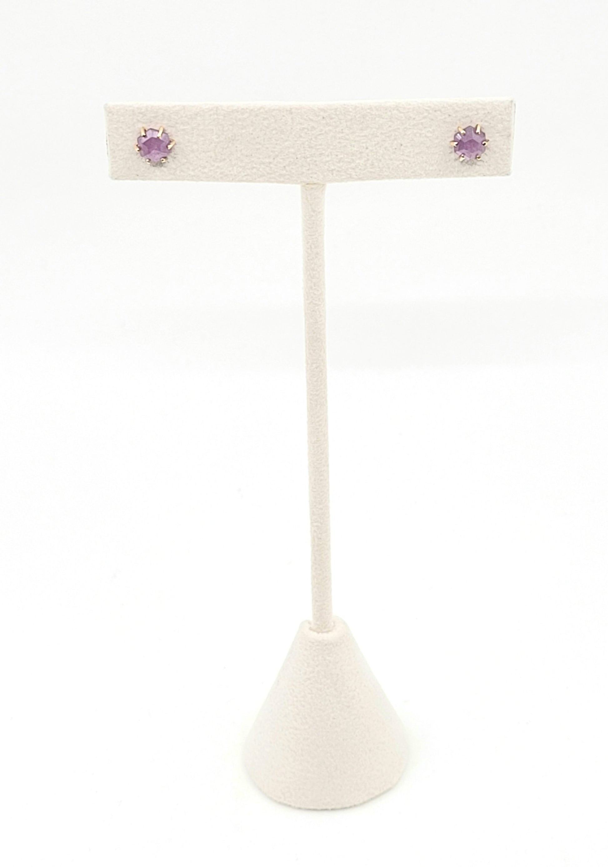 Pink Sapphire Hexagon Studs-LE32GF