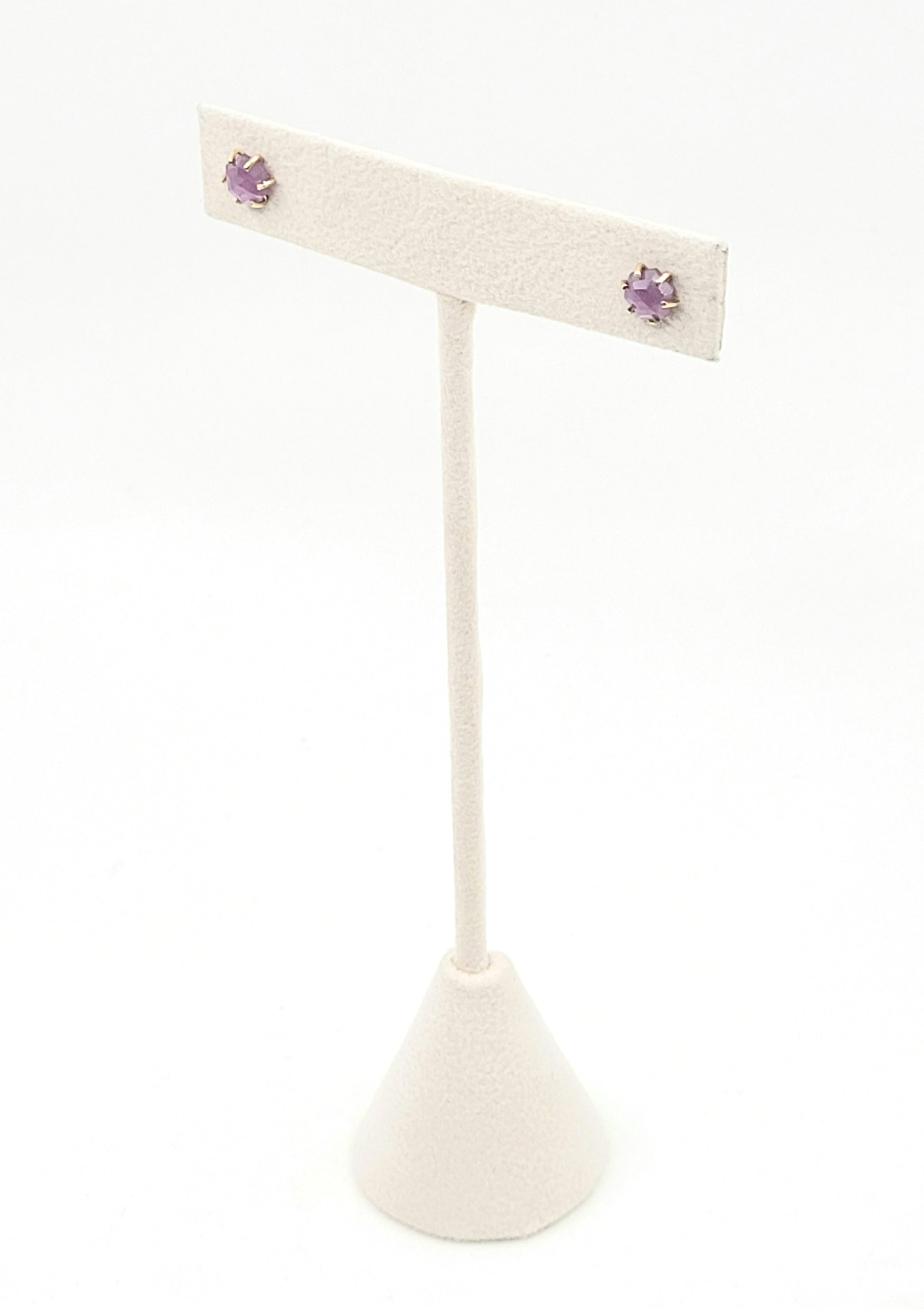Pink Sapphire Hexagon Studs-LE32GF